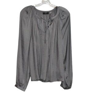 T Tahari Long Sleeve Satin Pullover Flowy Blouse Top Size XL